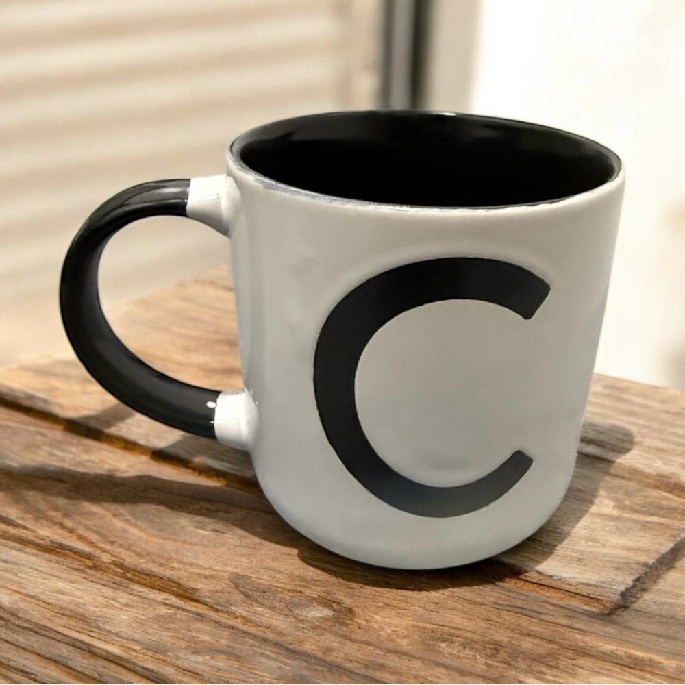 Letter C Coffee Mug- Monogram Initial Mug C Ceramic 4x3.5In 14oz